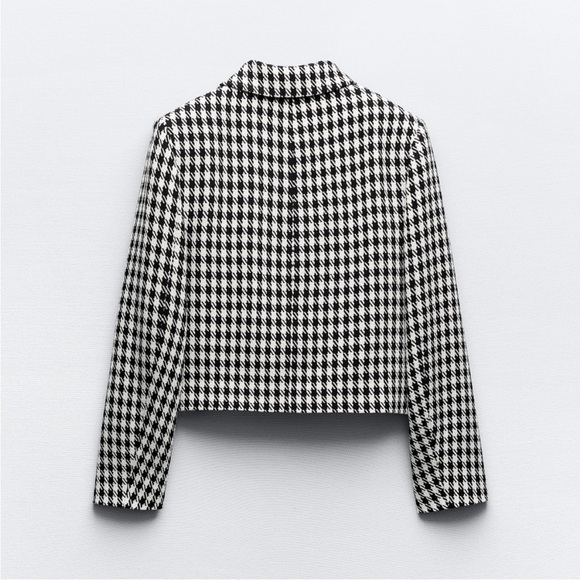 Zara Women's Houndstooth Blazer in Black and White-NWT-sz XS - Picture 4 of 5